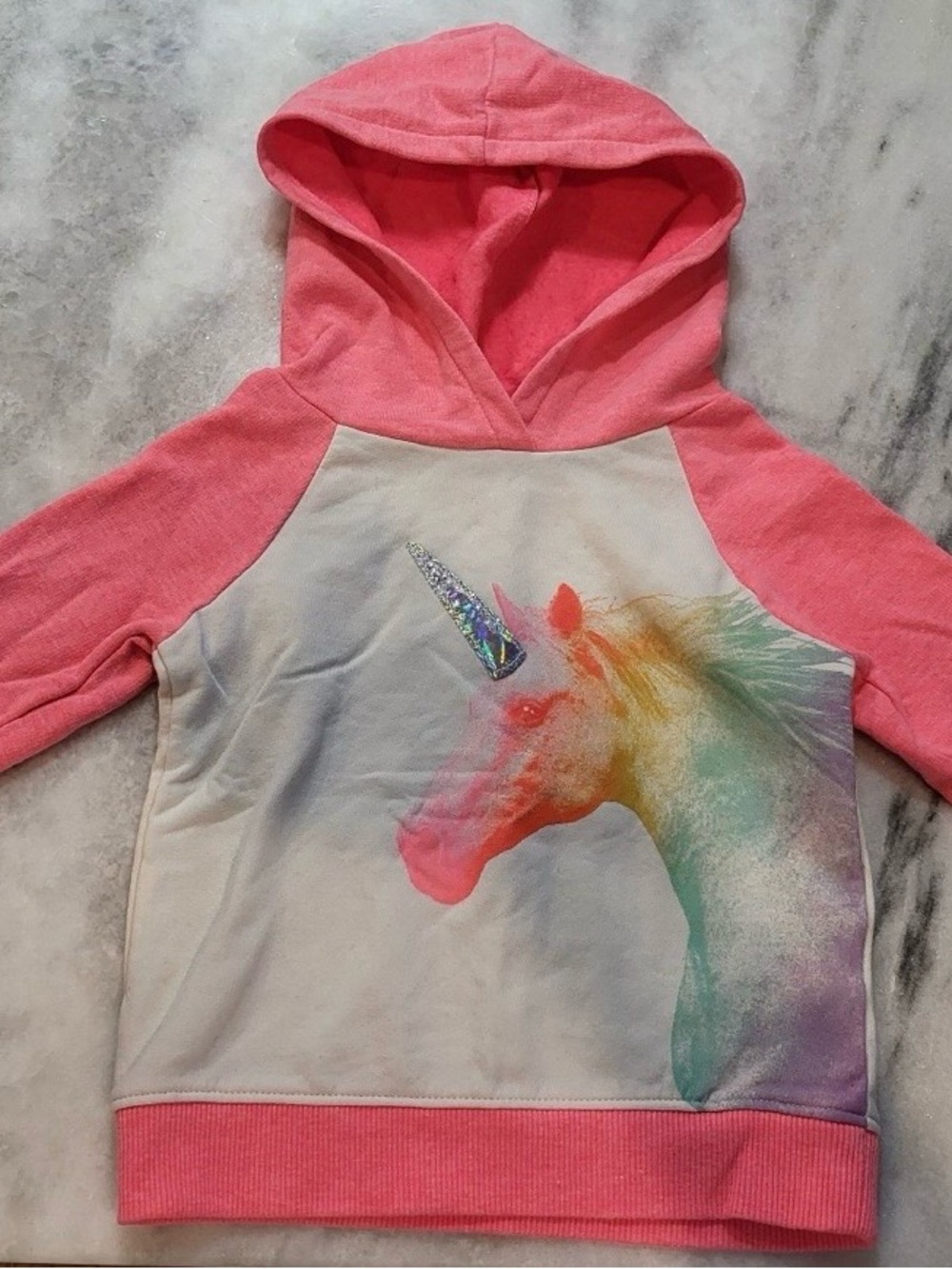 Girls' Pink Hooded Unicorn Pullover Top size 2T